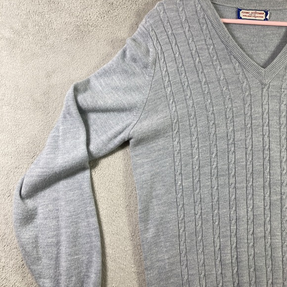 Vtg Isley Sweater Adult Medium Gray Embroidered Duck V Neck Flying Scotsman USA - Picture 4 of 15